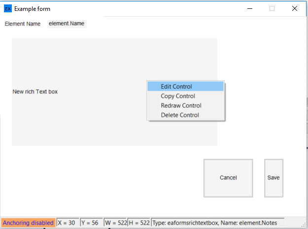 Form content menu